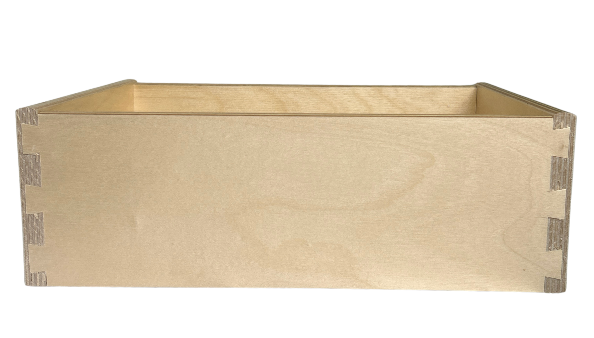 9 ply baltic birch drawer box with dovetail joints showing clean front view construction