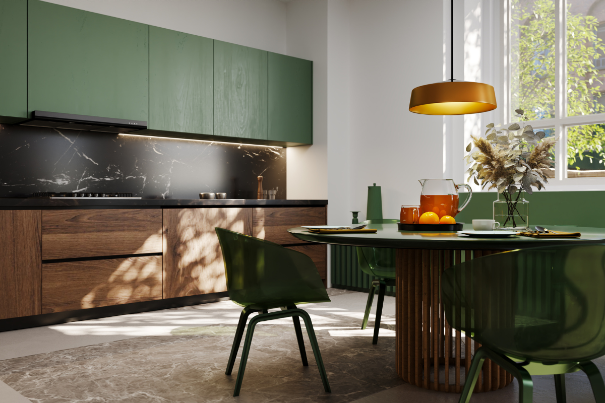 Green kitchen cabinets