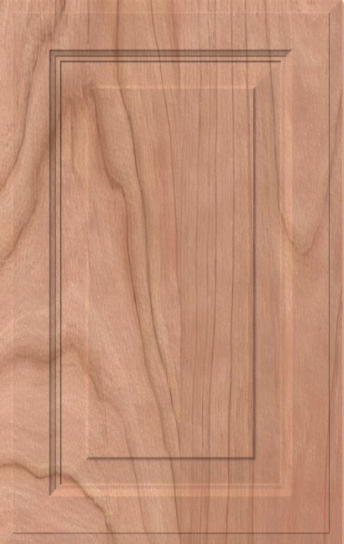 Cherry Unfinished Raised Panel Cabinet Door Cherry unfinished raised panel cabinet door featuring warm reddish-brown tones, fine grain texture, and natural wood variation for custom cabinetry.