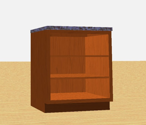 A digital rendering of a framed cabinet box