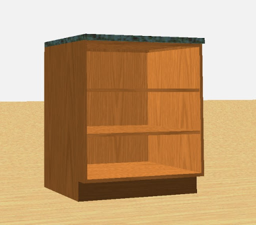 A frameless cabinet box. 