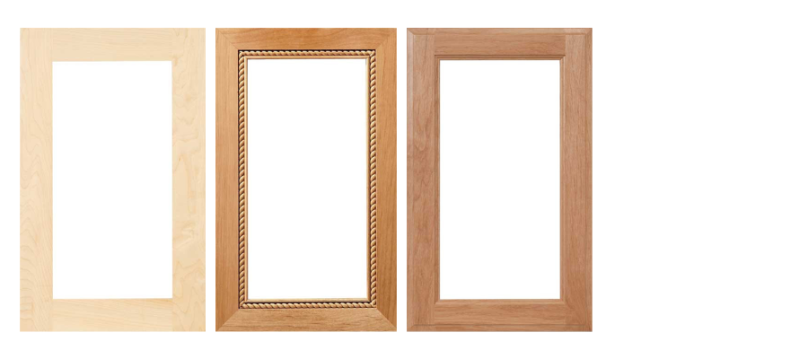 Glass ready cabinet door style designed to accept glass inserts for displaying dishware and d&eacute;cor. A popular kitchen cabinet door style for traditional, transitional, and contemporary kitchen designs.