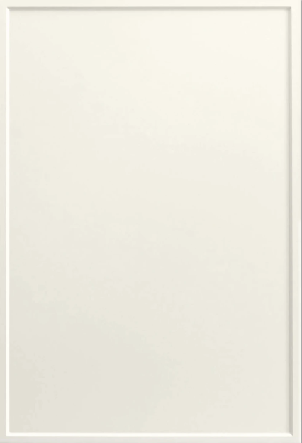 Modern slim shaker cabinet door in cream white finish with narrow frame detail