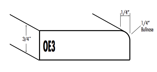The OE3 outside edge diagram with measurements.
