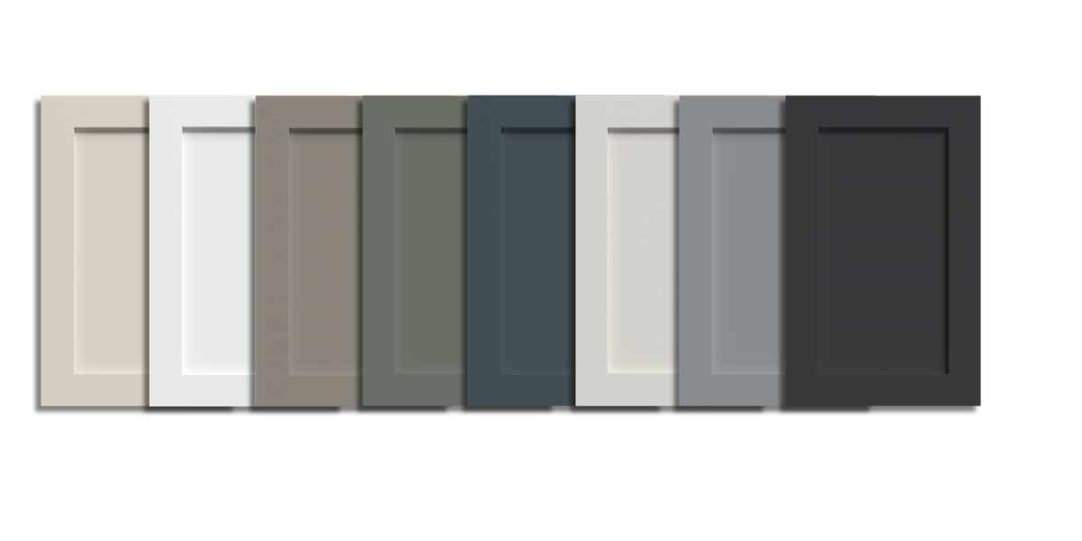 Painted shaker cabinet door styles in a range of modern kitchen colors
