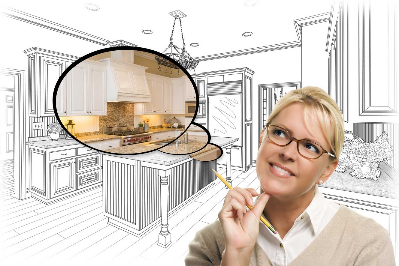 Person imagining kitchen design