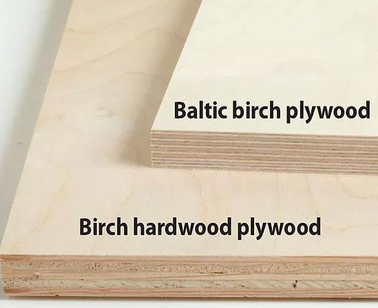 comparison of baltic birch plywood vs birch hardwood plywood layers showing multi-ply construction