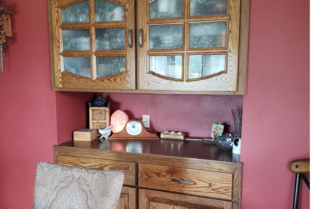 Arched, wooden cabinet doors