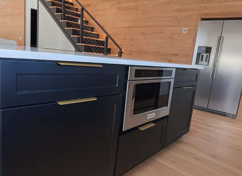 black shaker kitchen cabinet ideas in small modern kitchen with thermofoil shaker cabinet doors