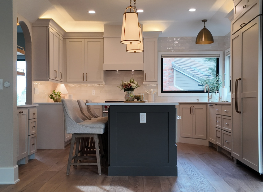 Neutral Shaker Kitchen with Dark Island