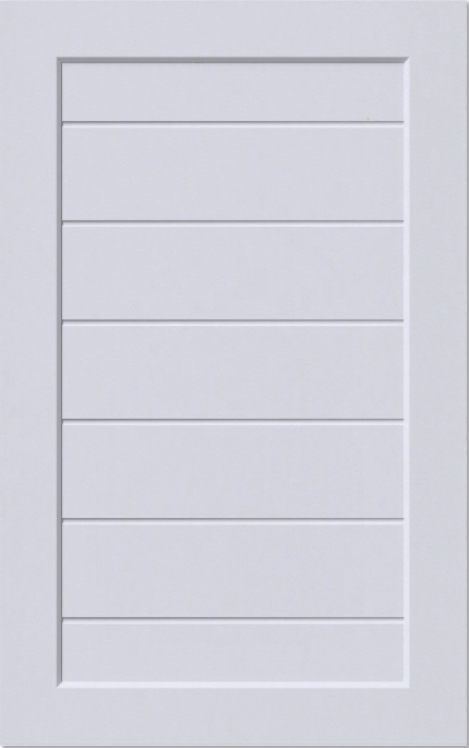 A shaker louvre cabinet door in a soft white finish featuring horizontal slat detailing, ideal for adding texture and ventilation to pantry or utility spaces.