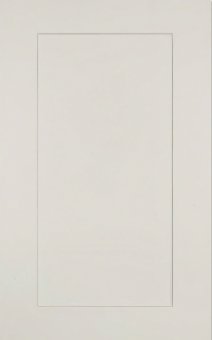 shaker wide cabinet door in soft white finish with wide frame detail