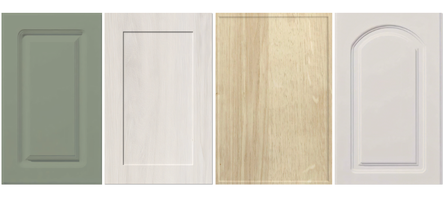 Thermofoil (RTF) cabinet door style featuring a durable vinyl-wrapped surface available in smooth, textured, and woodgrain finishes. A popular kitchen cabinet door style for modern, contemporary, and low-maintenance kitchen designs.