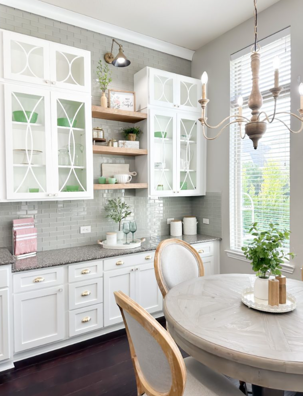 White Shaker Cabinets with Glass Front Doors