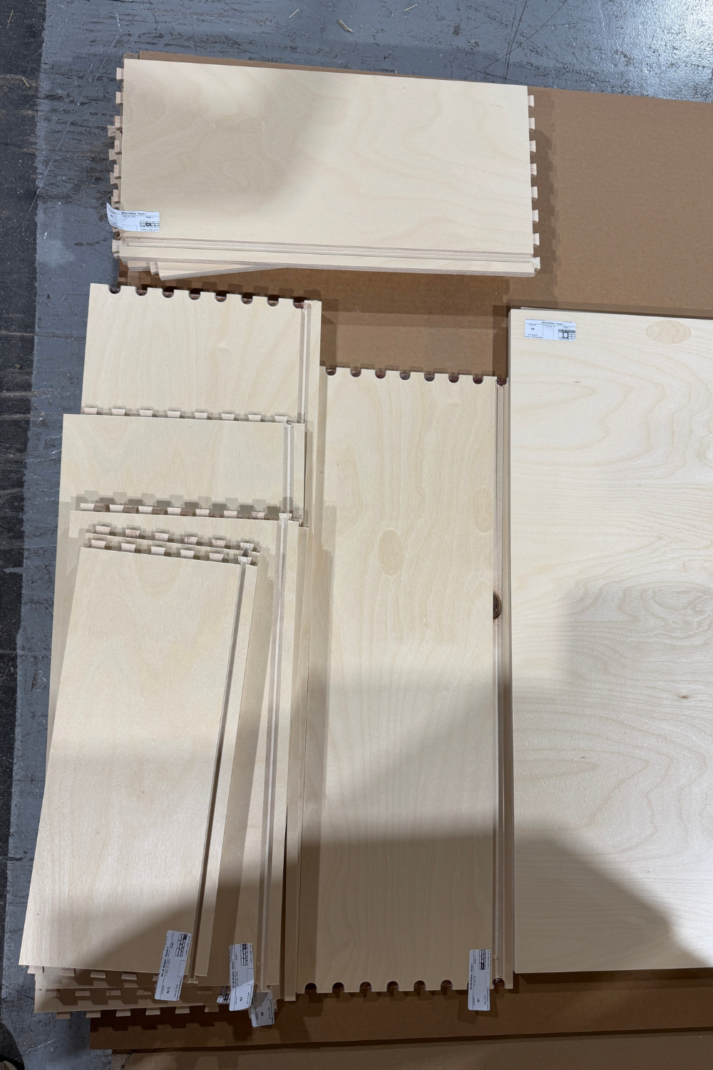 Pre cut Baltic birch drawer box parts with dovetail joints ready for assembly