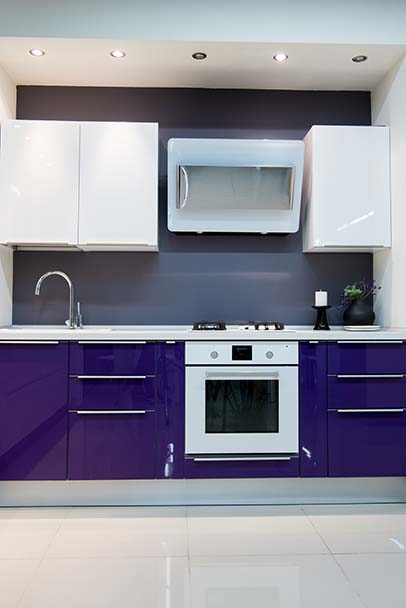 Modern blue and white kitchen