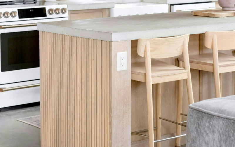 white oak fluted cabinet doors in modern kitchen design