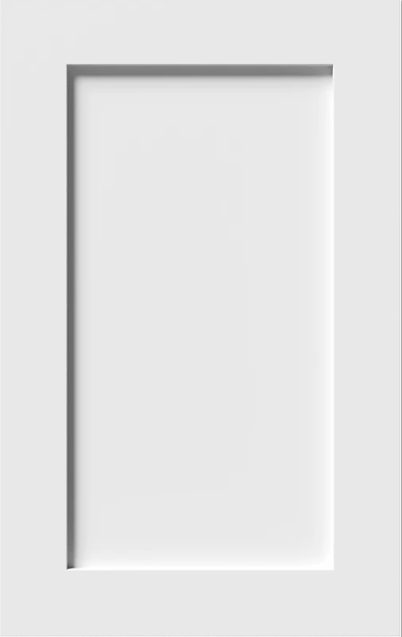 White Shaker Cabinet Door for Cottage Kitchens White Shaker cabinet door with a recessed panel design commonly used in cottage kitchen cabinetry.